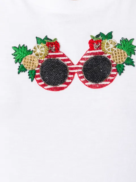 DOLCE & GABBANA DOLCE & GABBANA TROPICAL BEADED SUNGLASSES T-SHIRT - WHITE