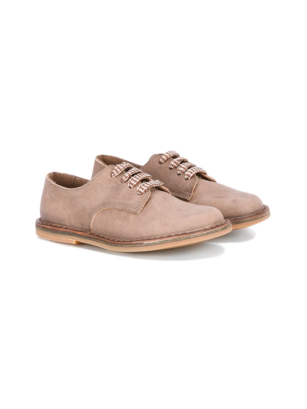 Pépé Kids textured stitch detail brogues Brown