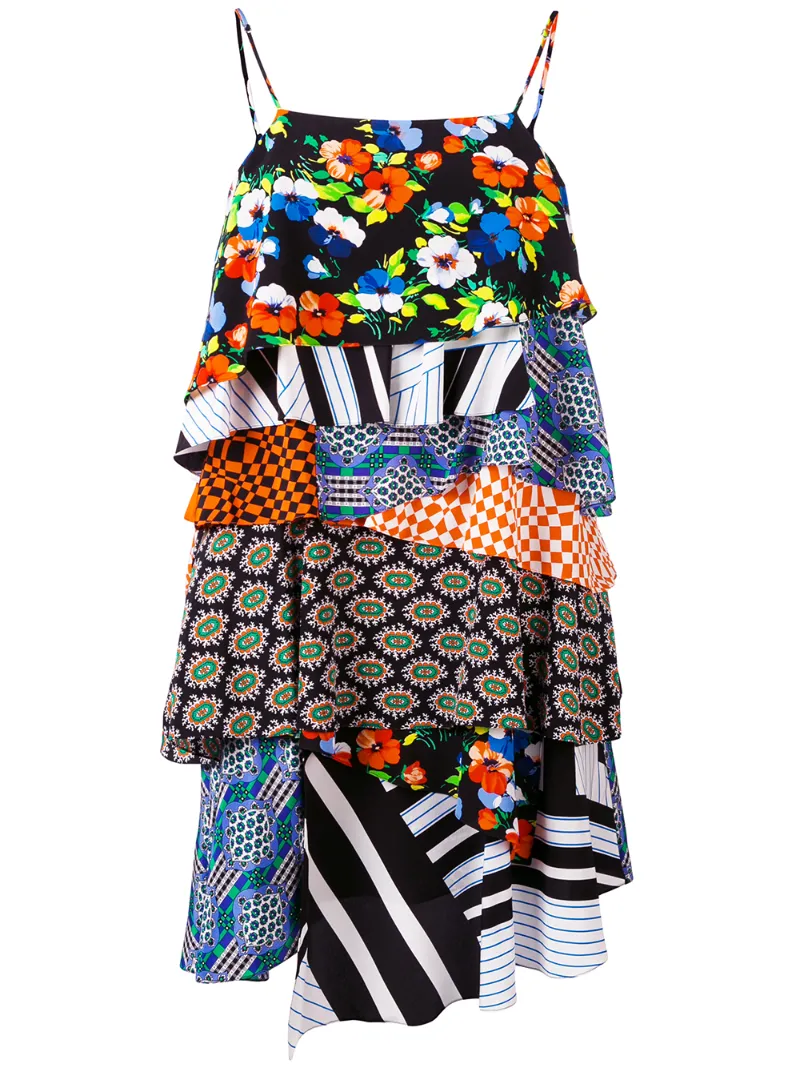 платье с оборкой и эффектом пэчворк MSGM