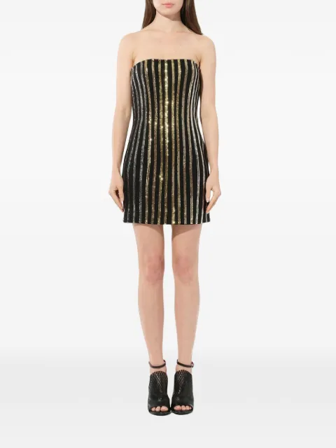 Balmain stropløs kjole med glimmer-stribe