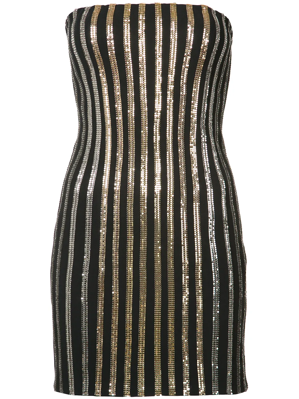 Balmain glitter stripe strapless dress | Black | Image 1