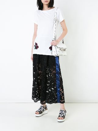 flower embroidered long T-shirt展示图