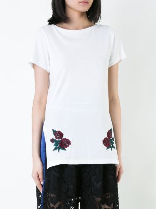 flower embroidered long T-shirt展示图