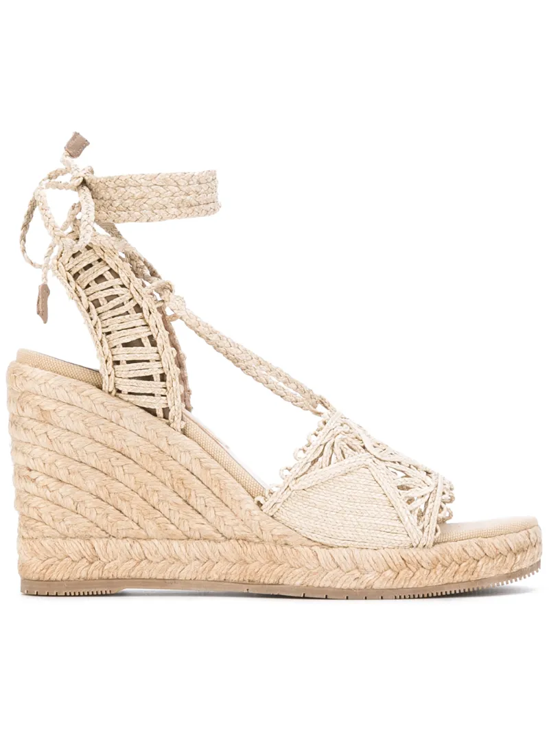 adjustable strap sandals - women - Raffia/Leather/rubber - 36, 40 - NUDE & NEUTRALS