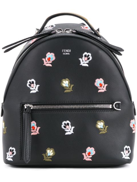 3 Stores In Stock: FENDI Zaino Mini Floral-Embroidered Backpack, Black ...