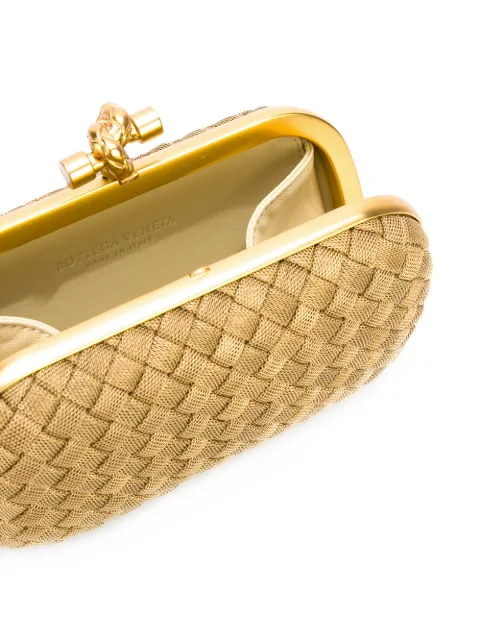 bottega veneta gold knot clutch