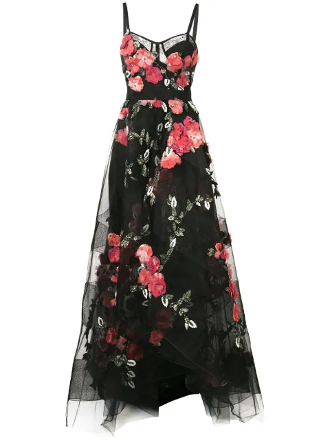marchesa floral tulle gown