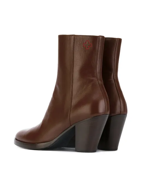 chunky heel leather ankle boots