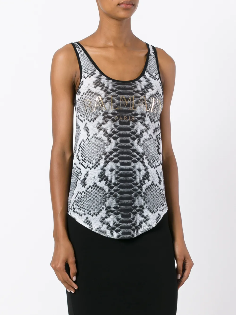  Balmain Top Mit Print   Schwarz 