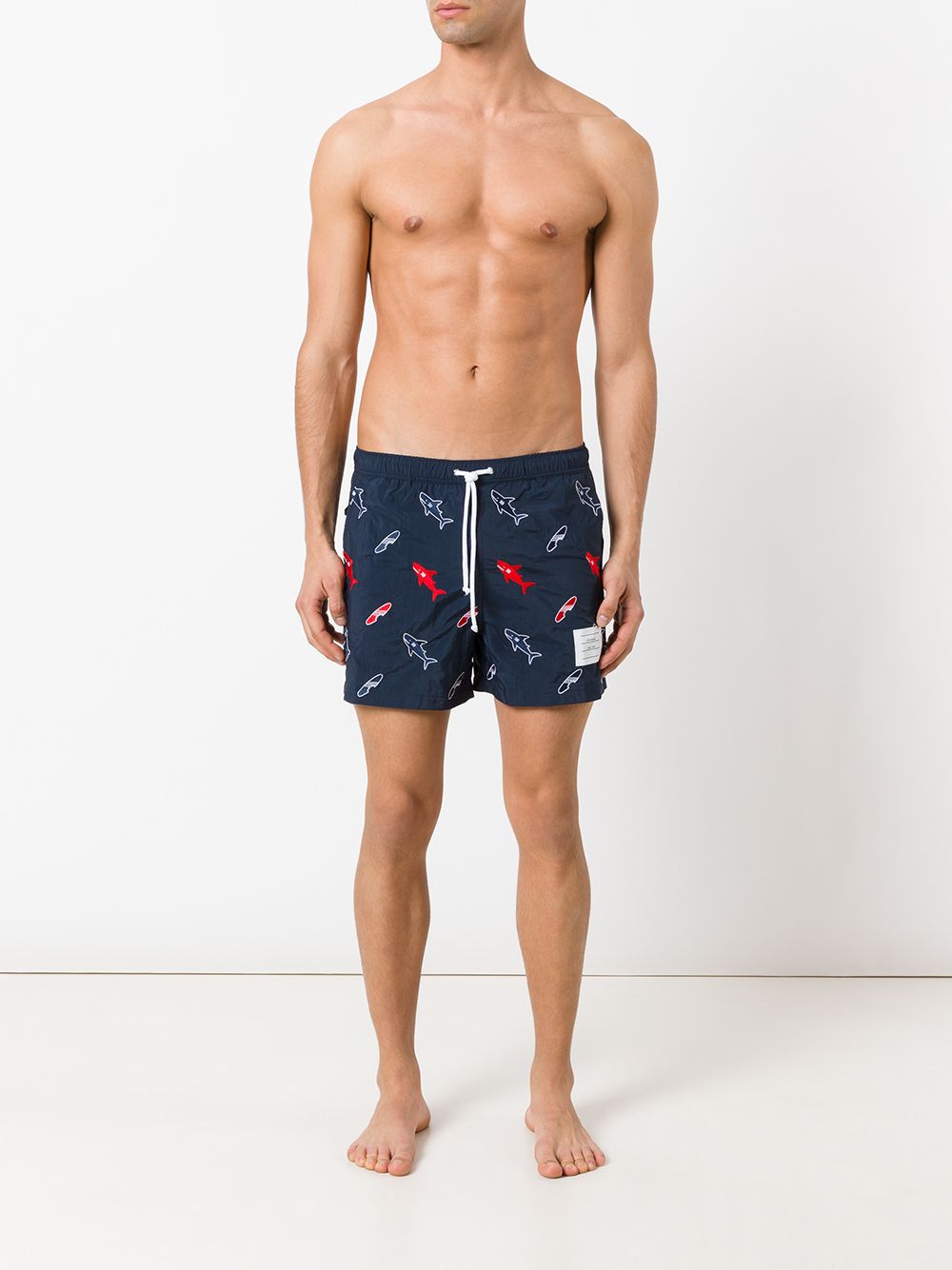 Thom Browne shark print swim shorts - Blauw