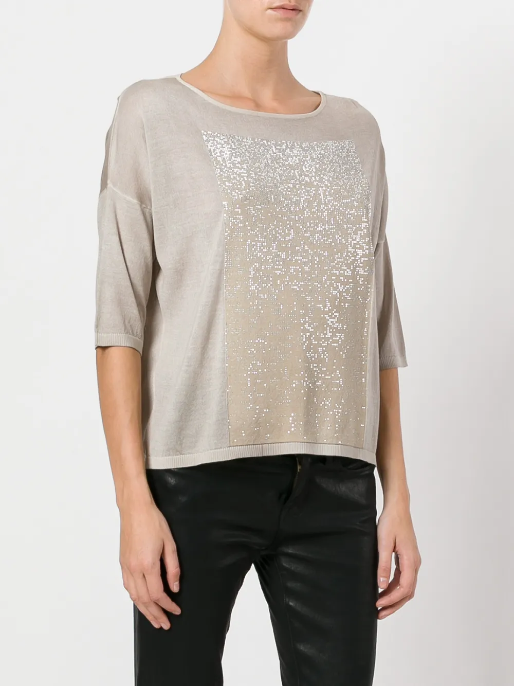 Avant Toi metallic paneel T-shirt Beige