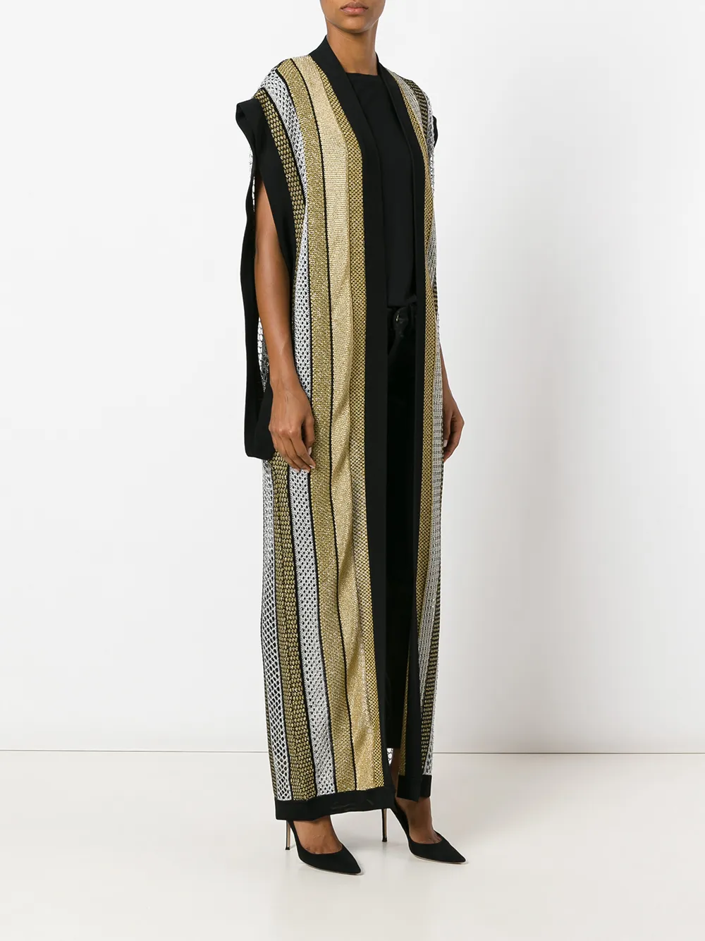 Balmain drop hole duster cradigan Zwart