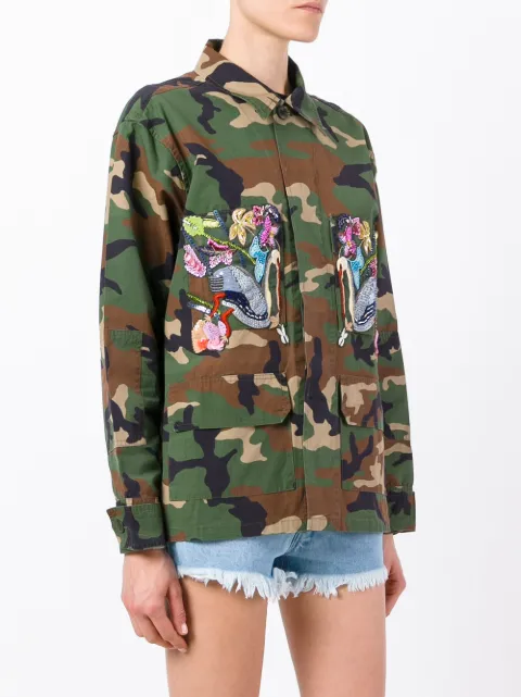 FORTE COUTURE FORTE DEI MARMI COUTURE EMBROIDERED MILITARY JACKET - GREEN