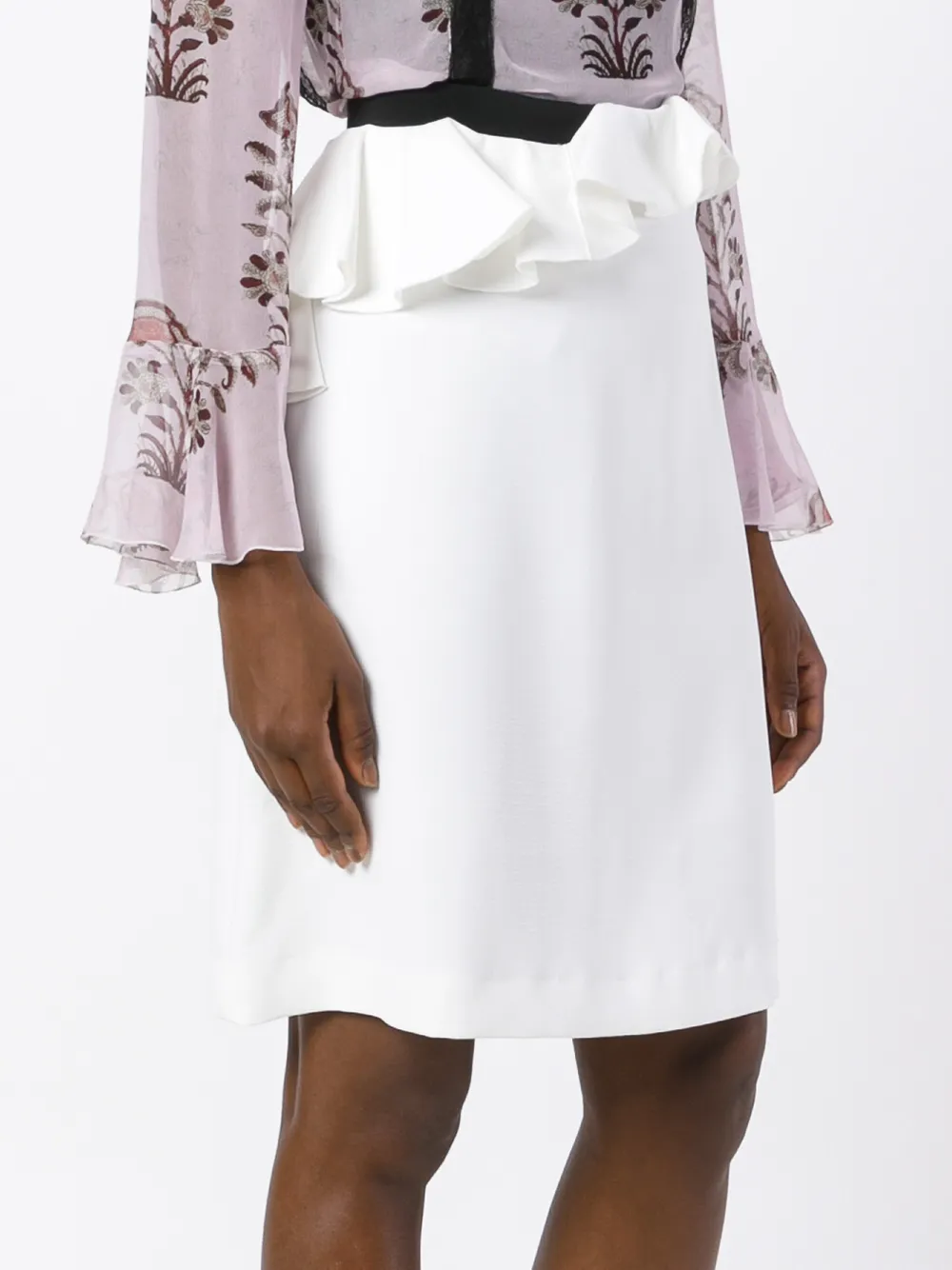 Giambattista Valli ruffled straight skirt Wit