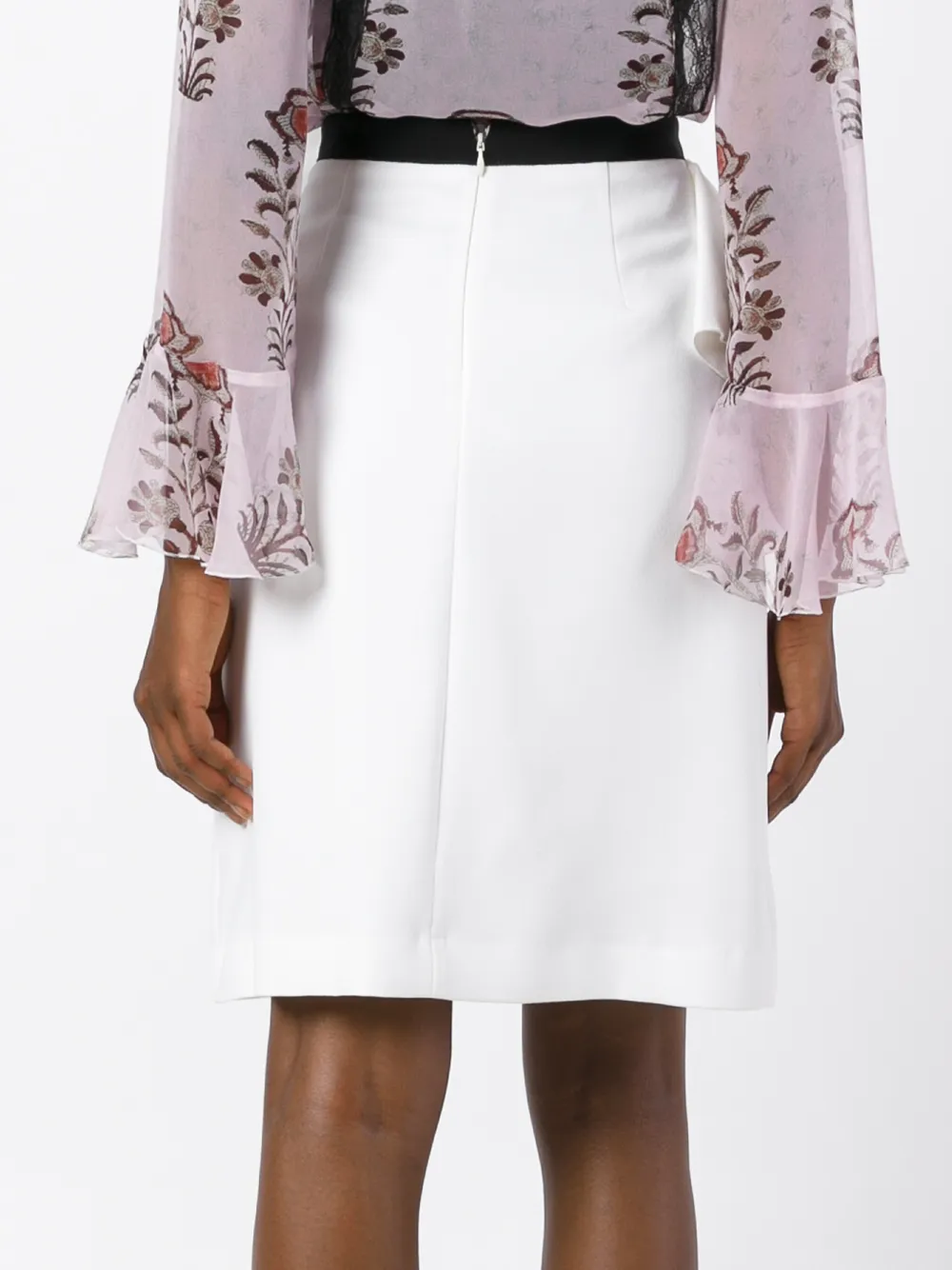 Giambattista Valli ruffled straight skirt Wit