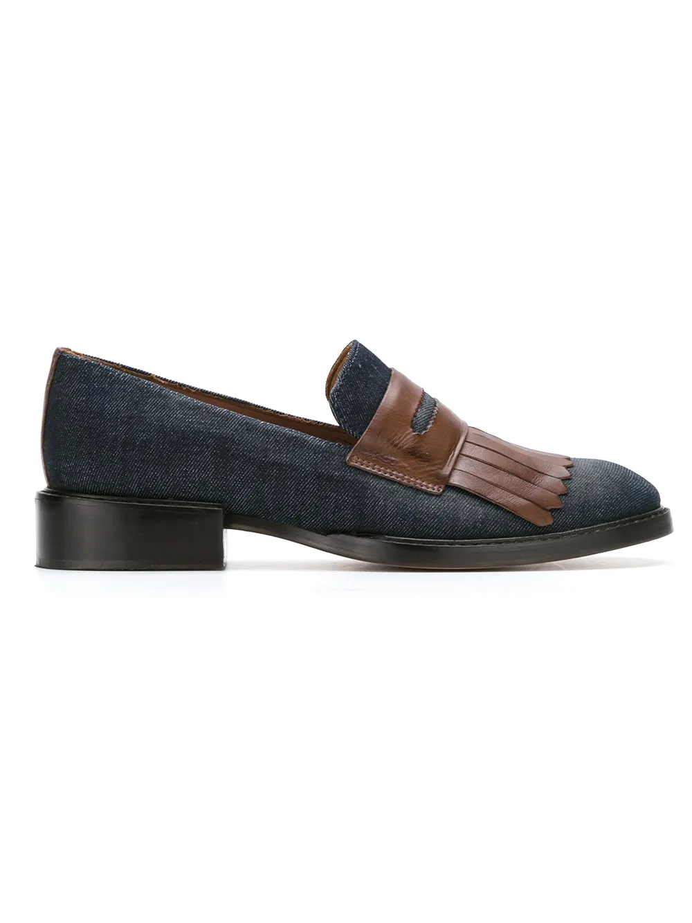 Sarah Chofakian fringed slippers Blue