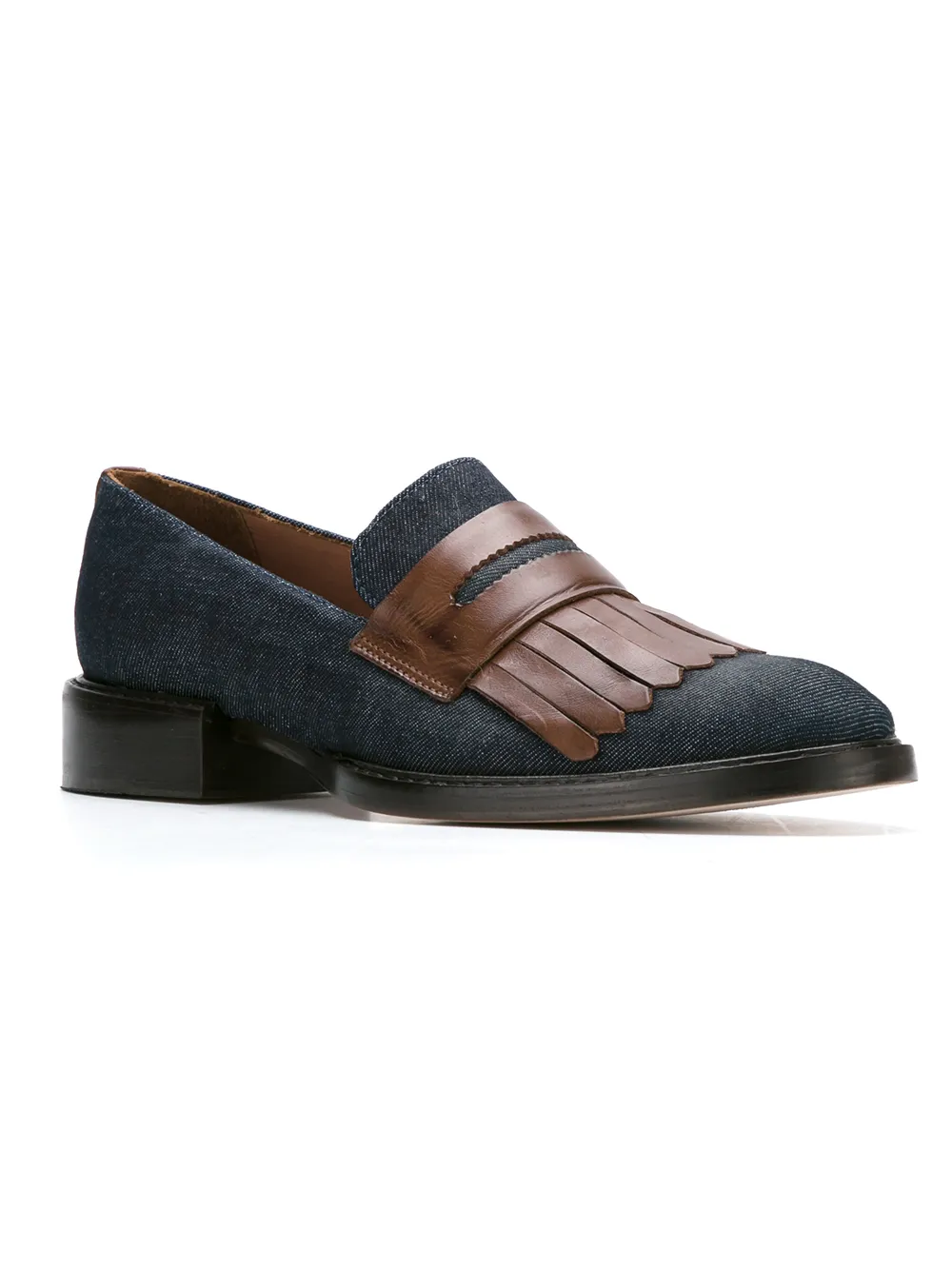 Sarah Chofakian fringed slippers Blue