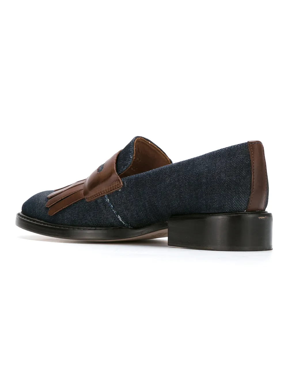 Sarah Chofakian fringed slippers Blue