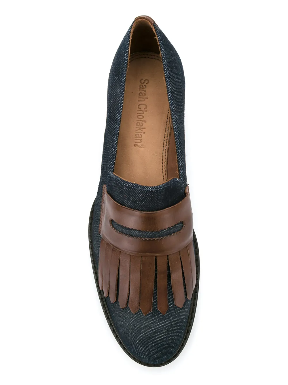 Sarah Chofakian fringed slippers Blue