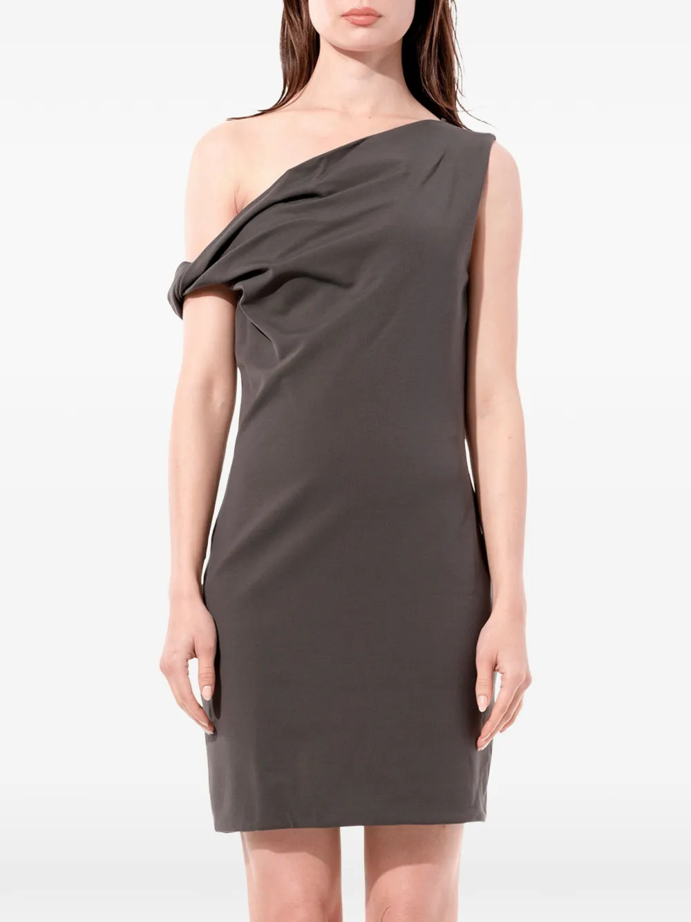 Balenciaga one shoulder mini dress - Marrone
