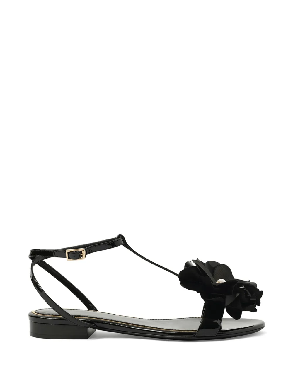Lanvin Slippers verfraaid met bloemen en T-bandje Zwart
