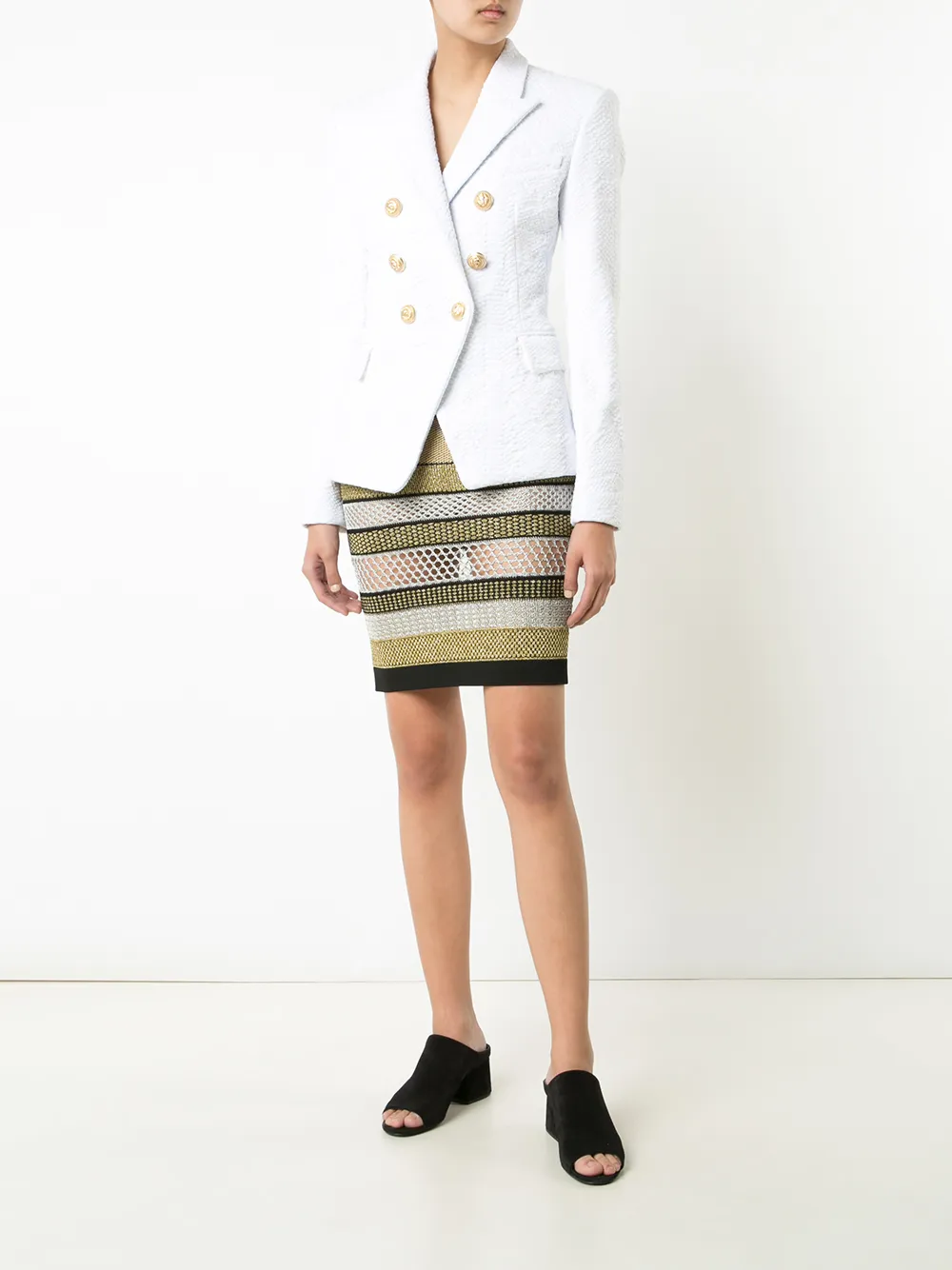Balmain striped skirt - Zwart