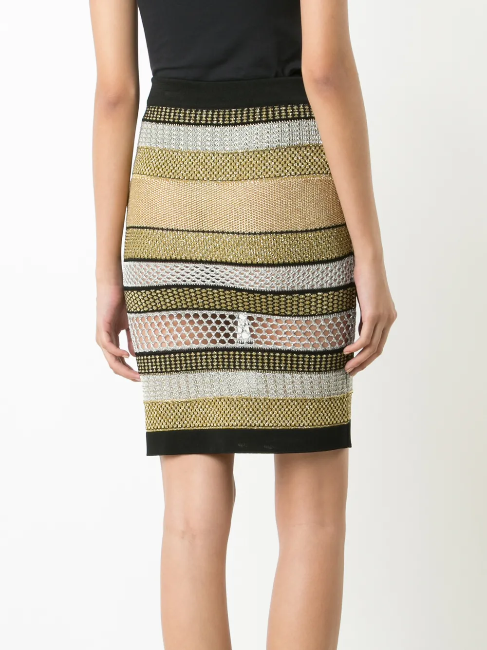 Balmain striped skirt Zwart