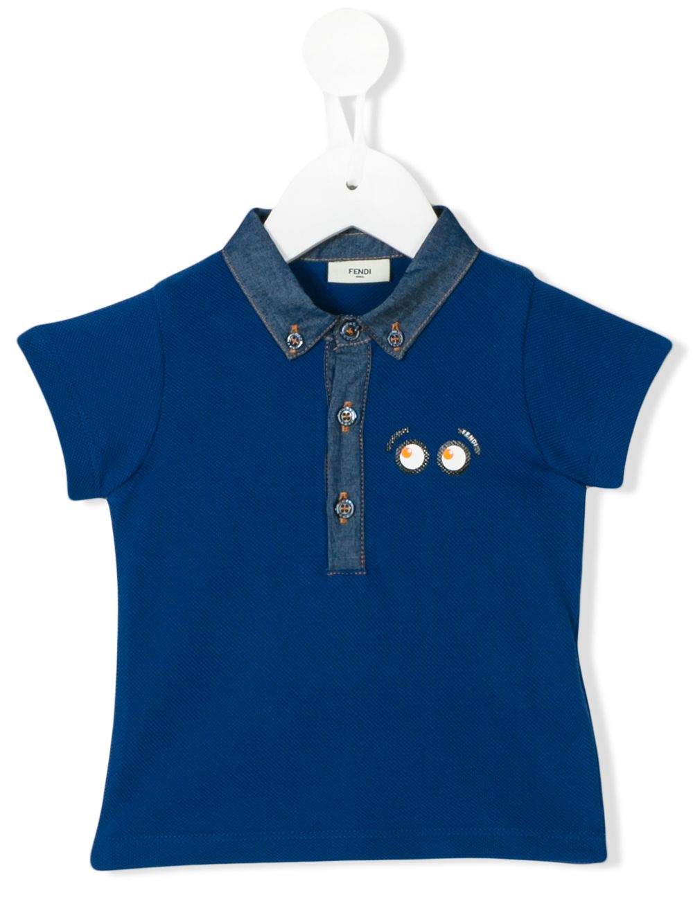 Fendi Babies' Piqué Polo T-shirt In 蓝色