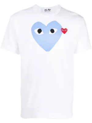 Comme Des Garçons Play Signature Heart Motifcotton T-shirt | White