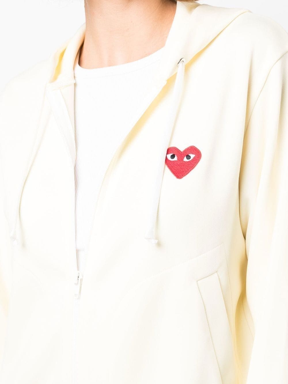 Shop Comme Des Garçons Play Heart Logo Hoodie In White
