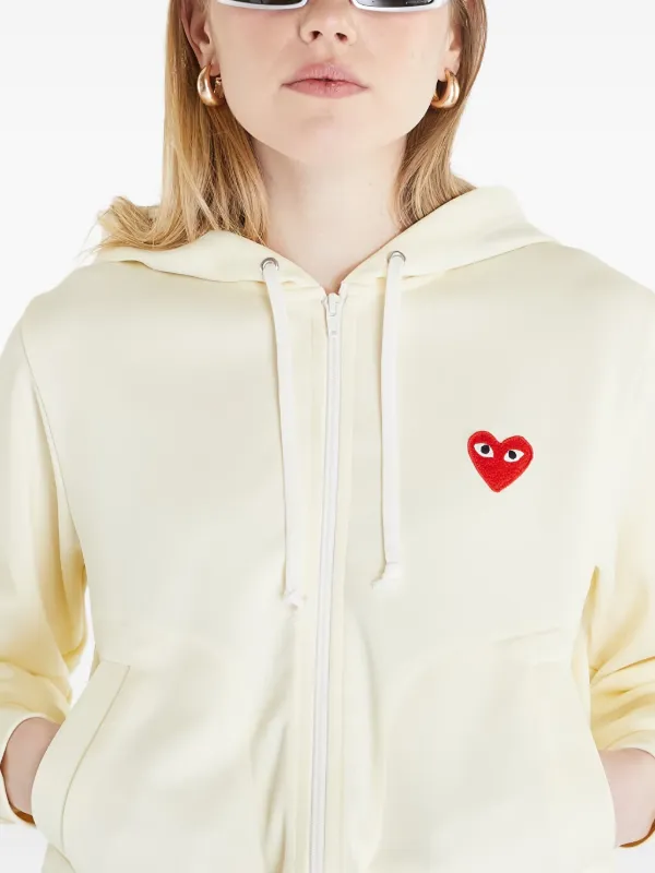 Comme Des Garçons Play heart-patch Hoodie Neutrals FARFETCH TH