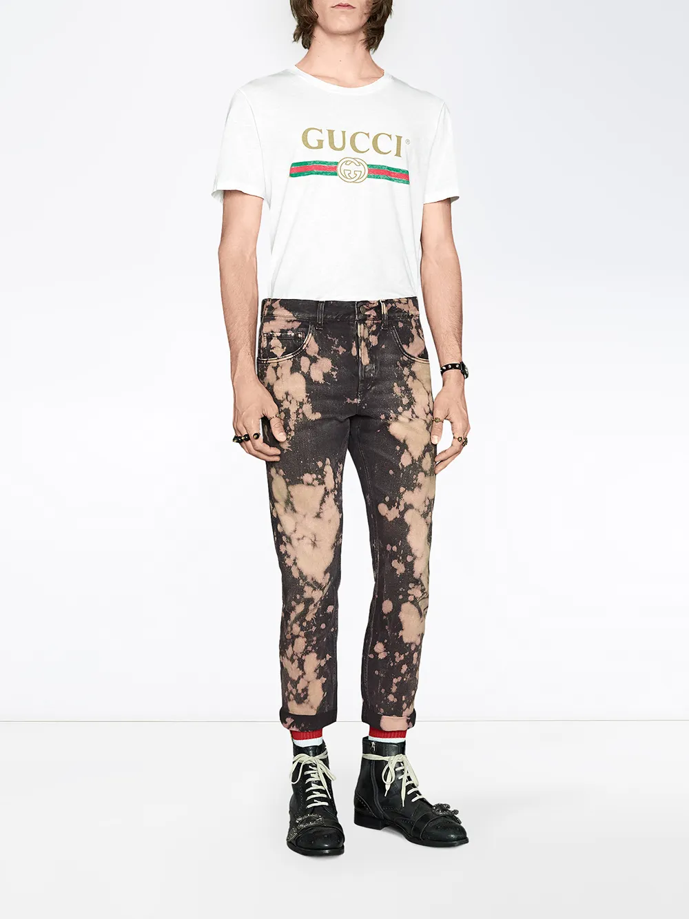 Gucci Bleached Denim Tapered Pant Farfetch