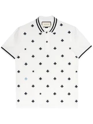 gucci cotton polo with bees and stars