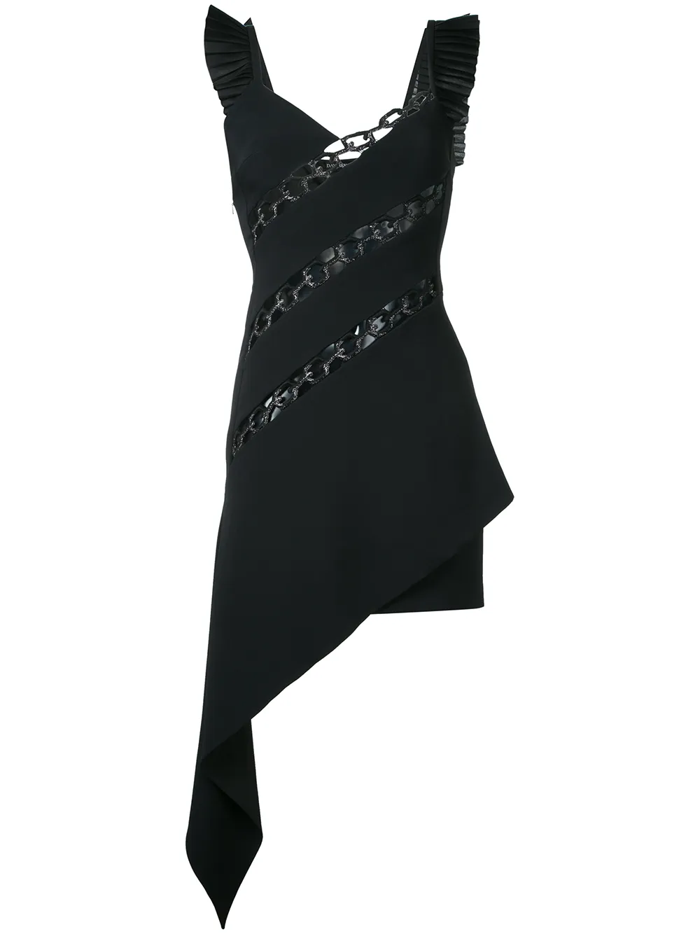 David Koma asymmetric chain dress - Nero