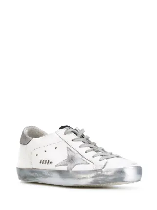 golden goose white & silver superstar sneakers