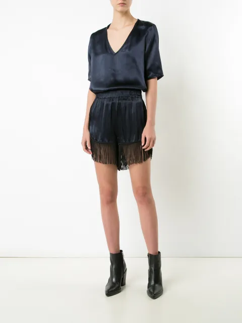 GANNI Fringed Shorts | ModeSens