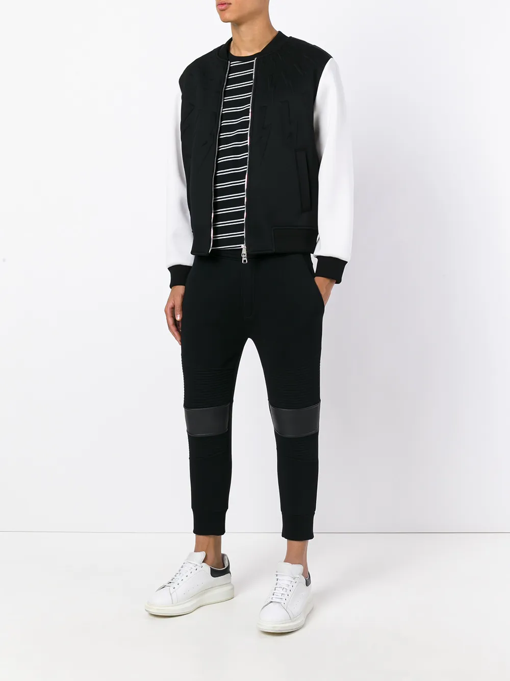 Neil Barrett Fair Isle hoodie met bliksemflits Zwart