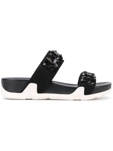 ASH Oman Flowers' Embellished Sneaker Slide Sandals, Black | ModeSens