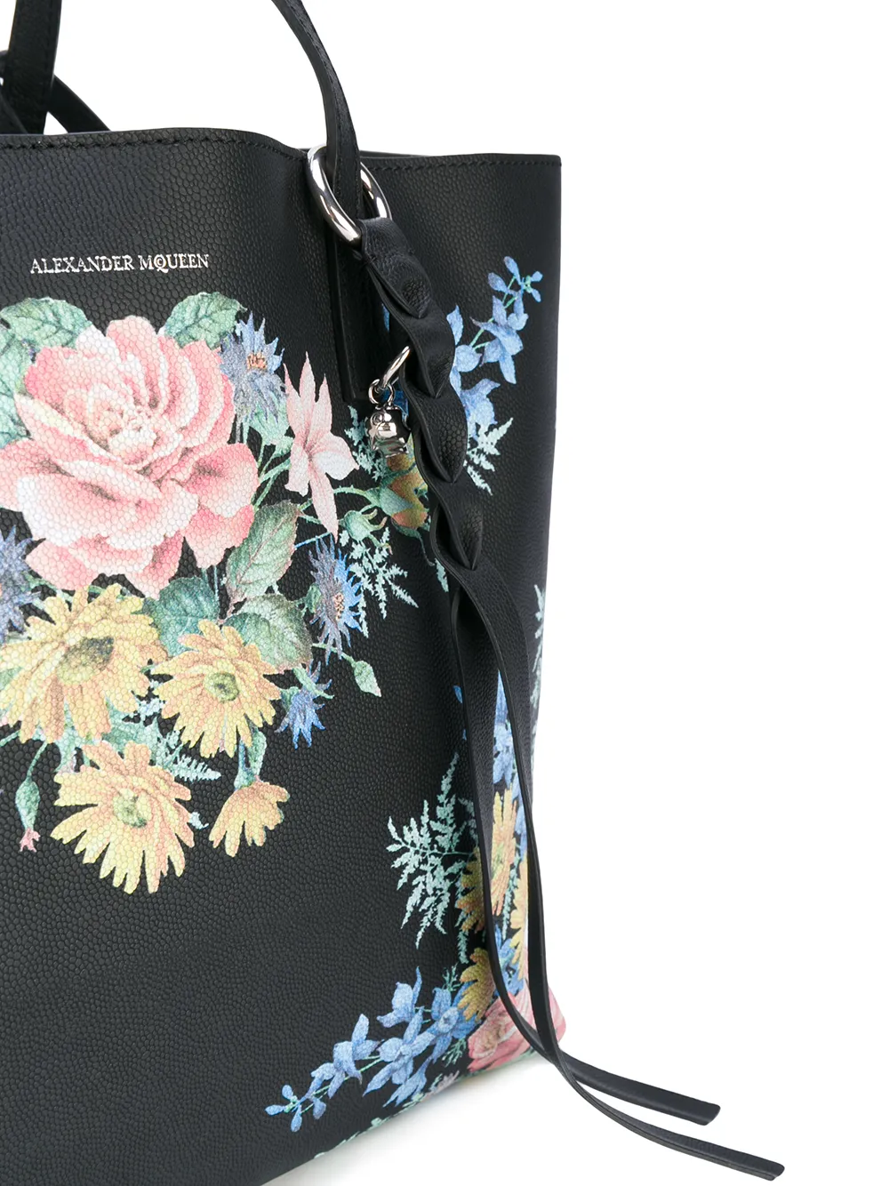 Alexander McQueen floral tote bag Zwart