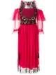 Image 1 of Alberta Ferretti embroidered ruffle cold-shoulder dress