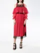 Alberta Ferretti embroidered ruffle cold-shoulder dress