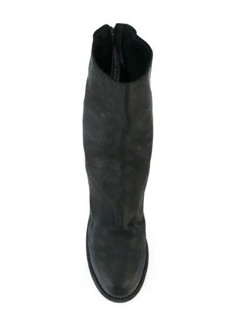 black leather low block heel ankle boots