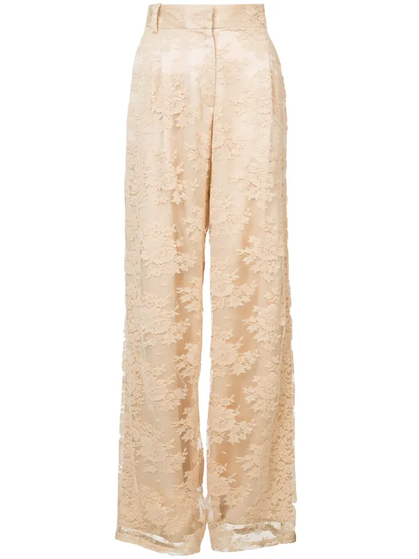 Ryan Roche Lace wide-leg Trousers | Yellow | FARFETCH JO display picture 1
