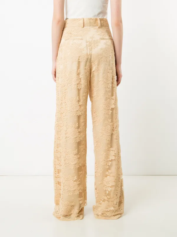 Ryan Roche Lace wide-leg Trousers | Yellow | FARFETCH JO display picture 1