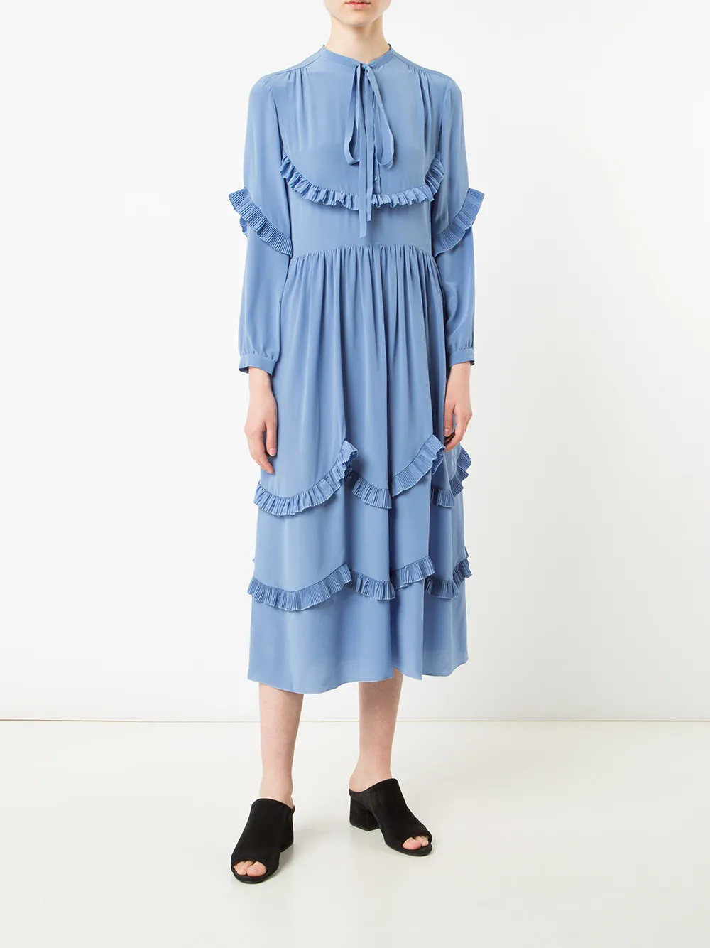 Rochas jurk met ruches - Blauw