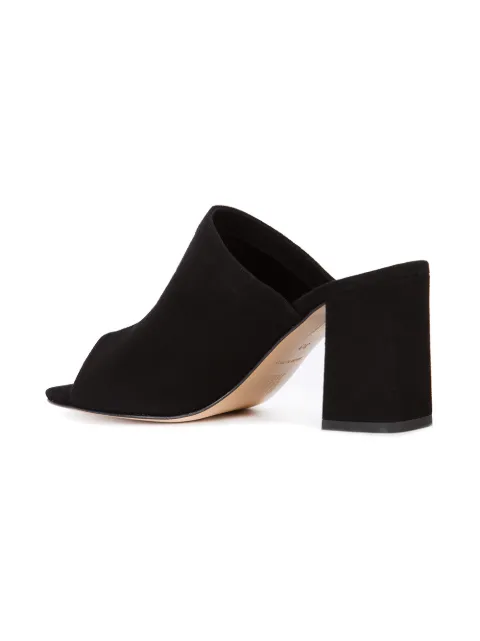 black chunky heel mules