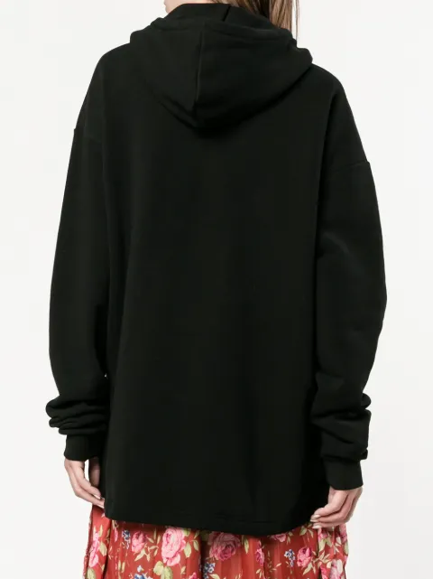 BALENCIAGA Femme Fatale Oversized Embroidered Stretch-Jersey Hooded Top in Black | ModeSens
