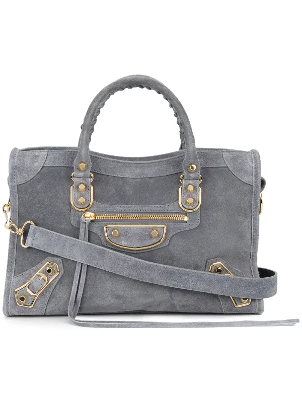 Balenciaga Small Grey Suede Classic City Bag Farfetch