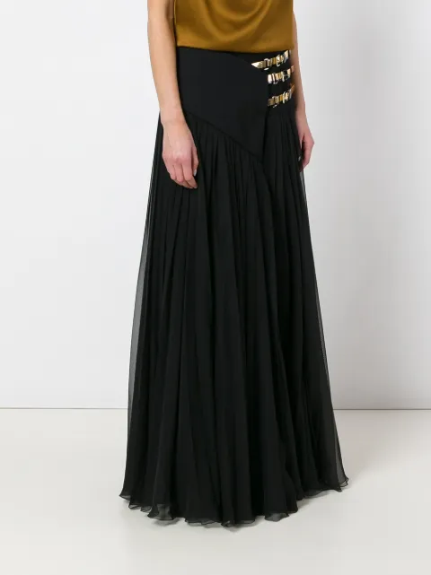 belted open front maxi skirt