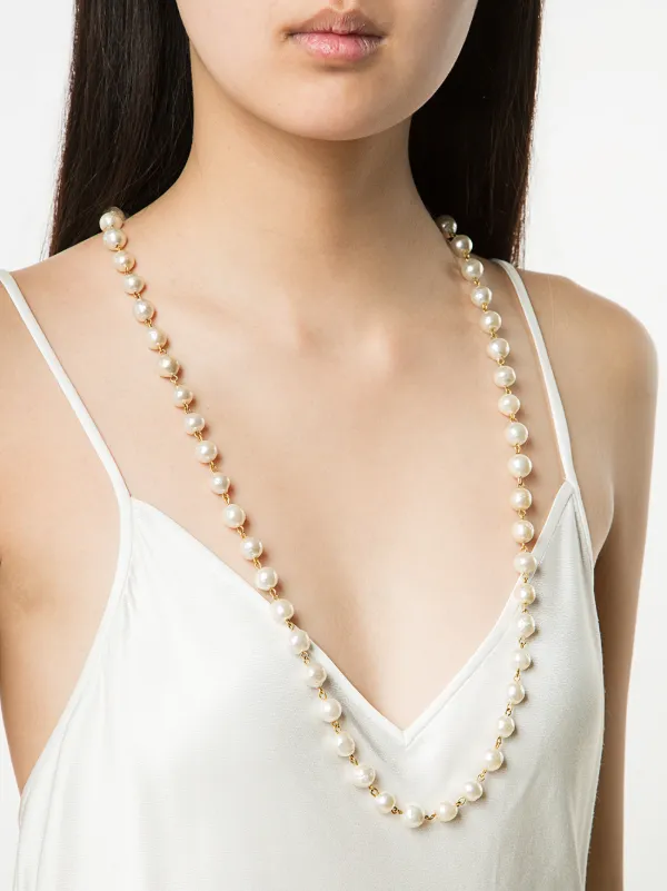 Chanel Pre Owned Faux Pearl Sautoir Drape Necklace 1 643 Buy